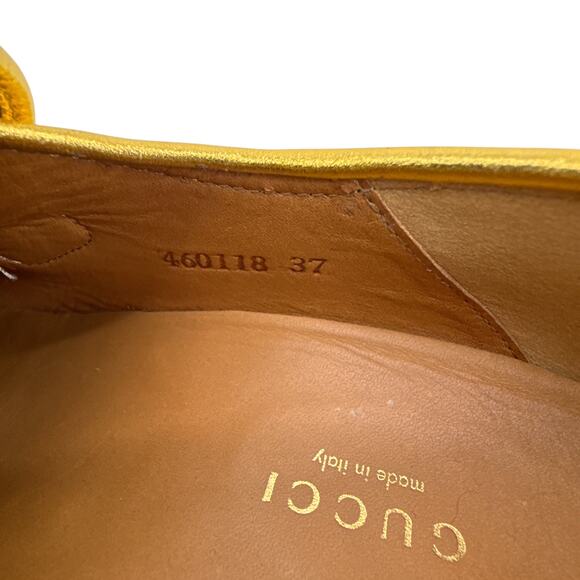 GUCCI Vegas Horsebit Collapsible Heel Metallic Leather Loafer 37 - Picture 9 of 14